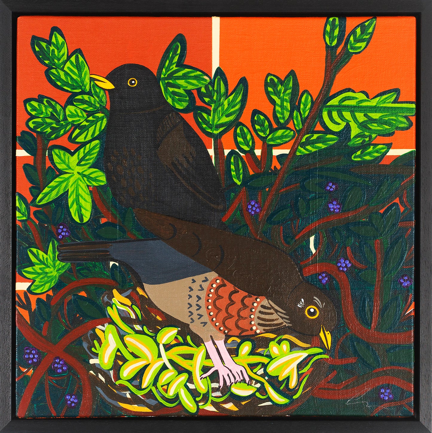Nesting Blackbirds (Original Artwork)