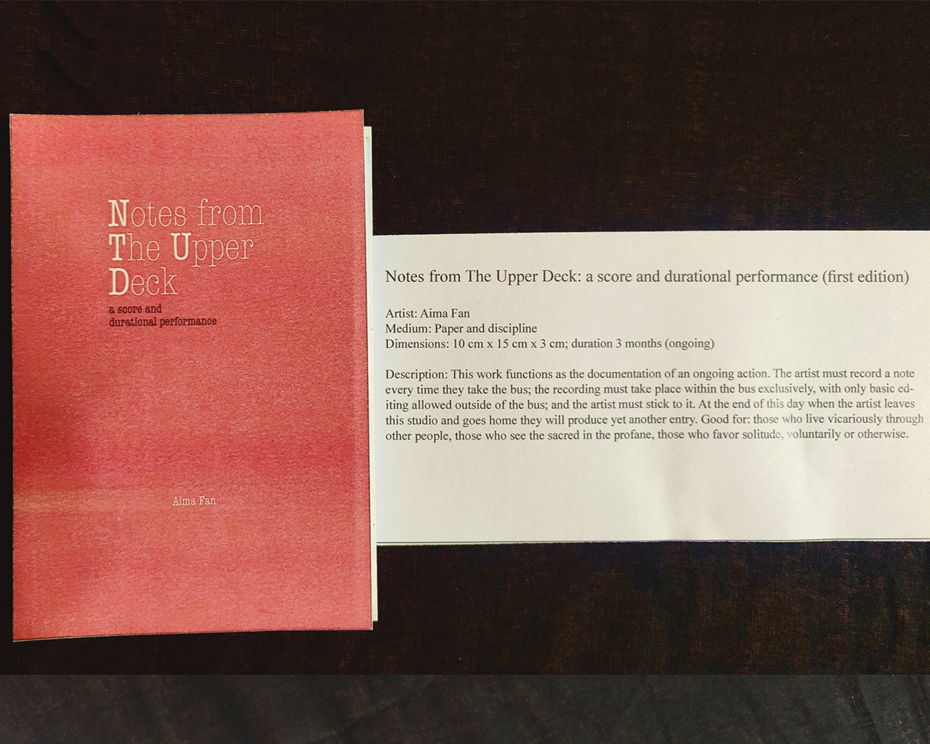 Notes From the Upper Deck: a score and durational performance (Original Artwork)