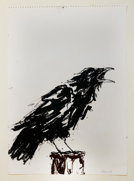 Squawking Crow on Post