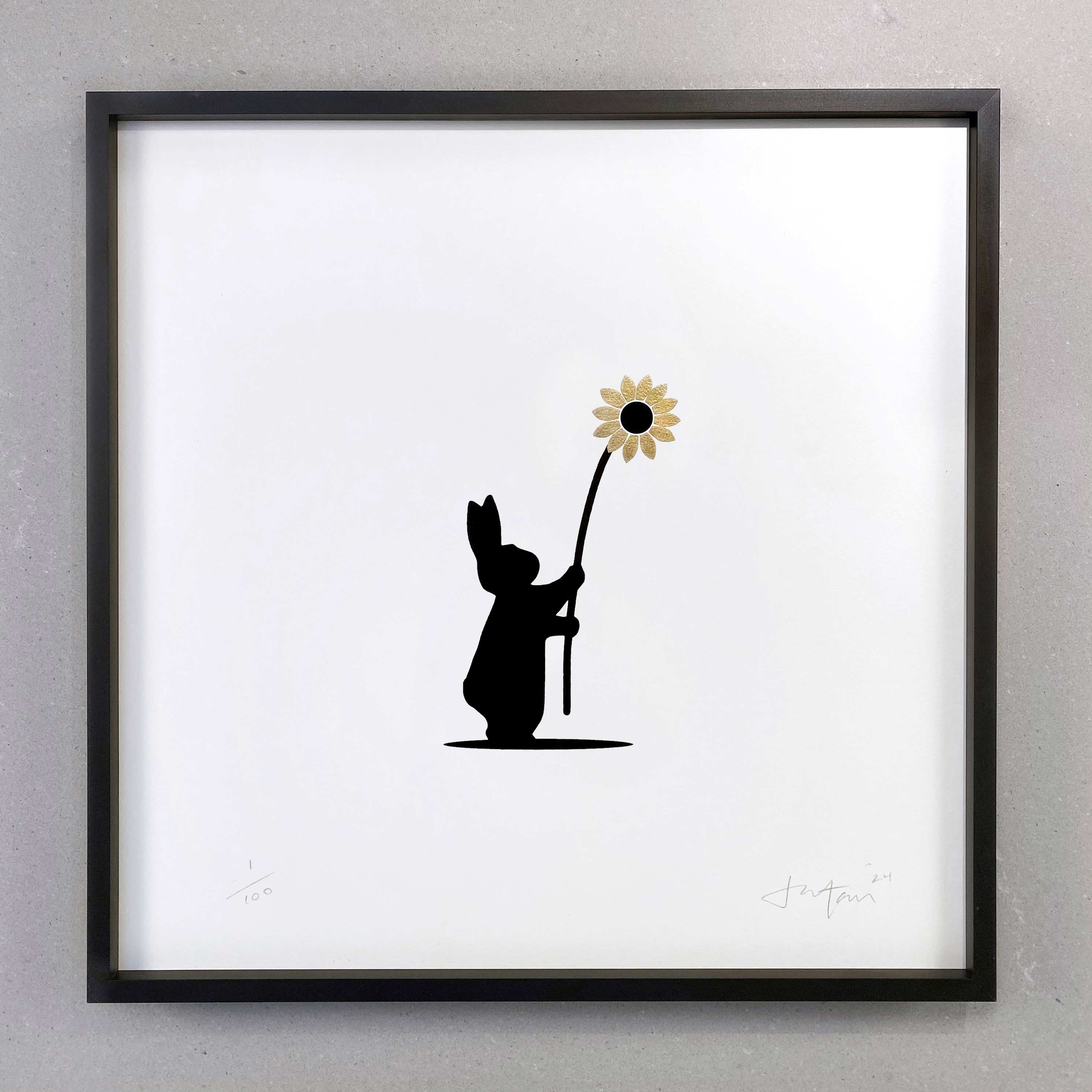 Flower Giving Rabbit - Gold Leaf Edition β Art Friend Gallery