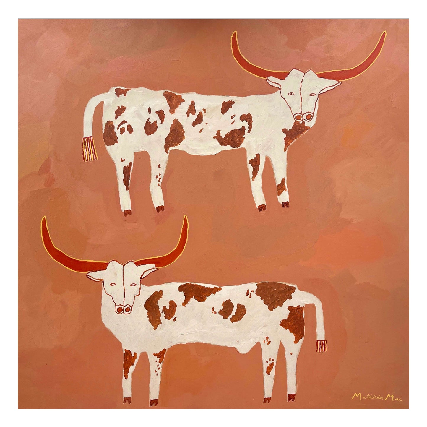 2 Horned Cows (Original Artwork)