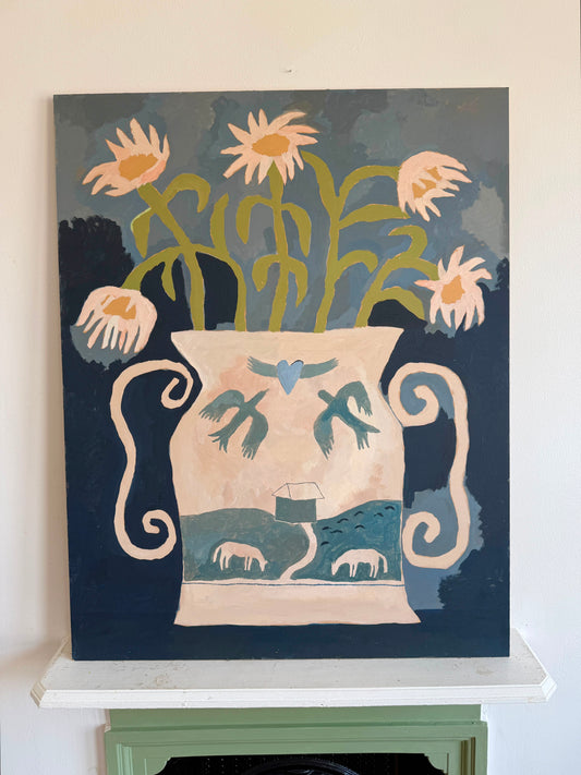Pot Of Daisies (Original Artwork)